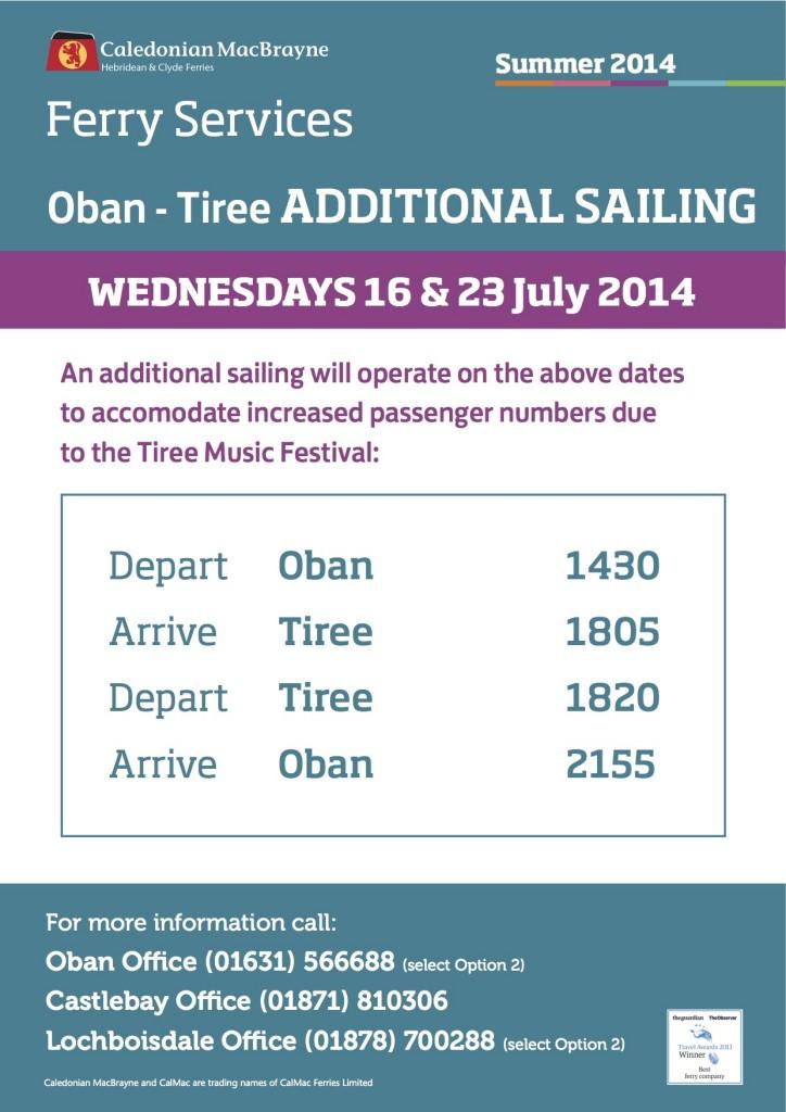 Oban-Tiree additional sailings 16 and 23 July jpeg